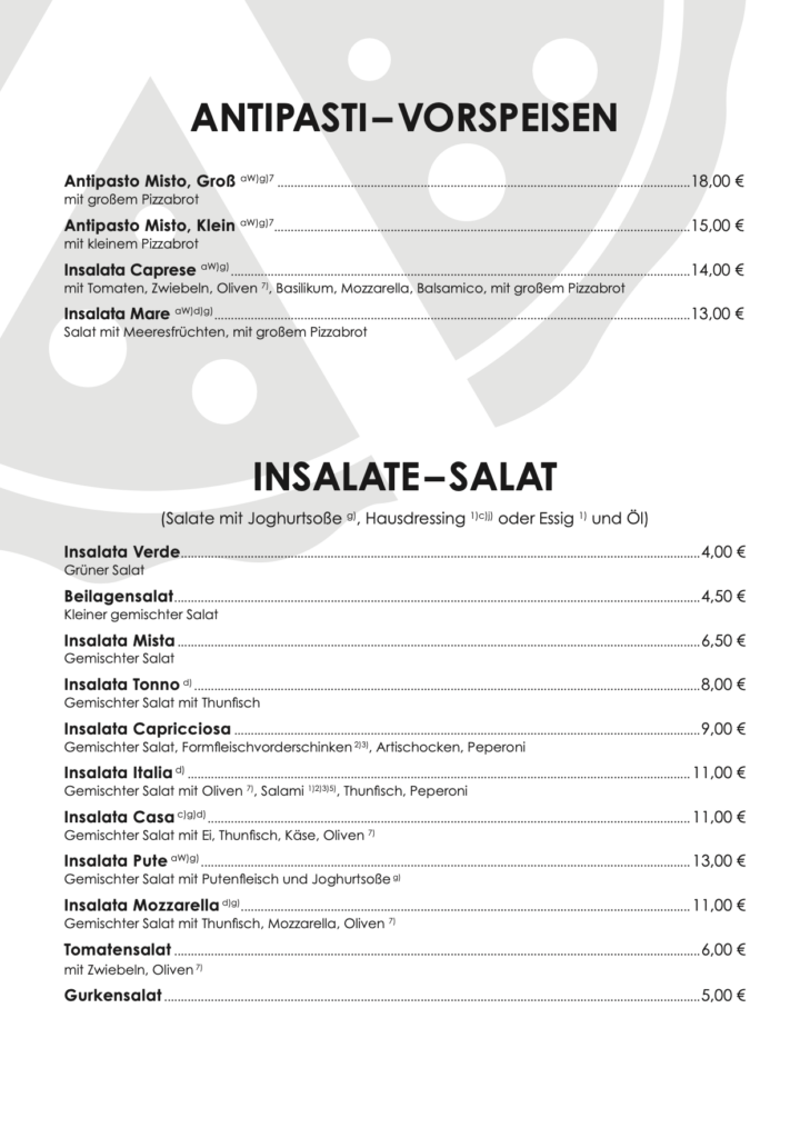 Anitpasti und Salate